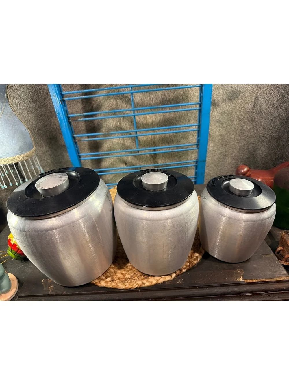 Vintage Aluminum Kitchen Canister Set - Flour, Sugar, Coffee